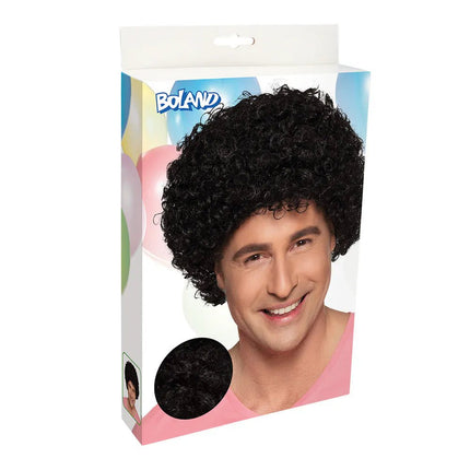 Pruik Curly zwart van Boland koop je bij Partywinkel