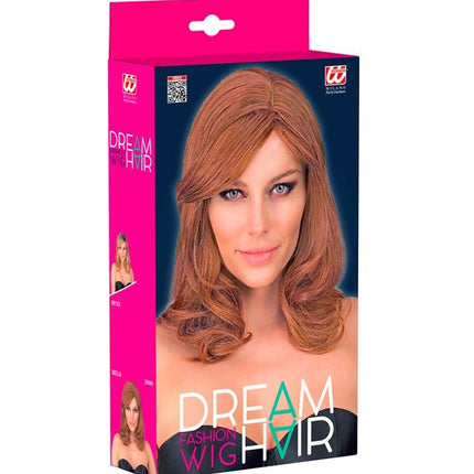 Pruik Droomhaar Bella Bruin/Roze van Widmann koop je bij Partywinkel