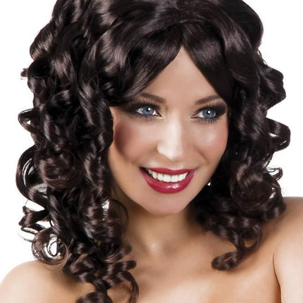 Pruik Lang Haar Krul Zwart van Boland koop je bij Partywinkel