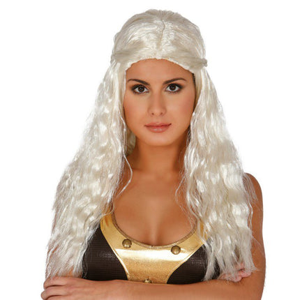 Pruik Lang Haar Wit Slag van Fiestas Guirca koop je bij Partywinkel