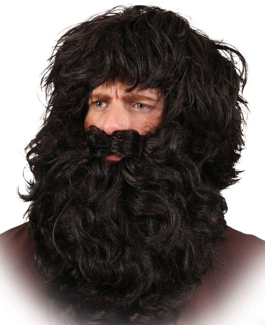 Pruik met Baard Zwart van Orlob koop je bij Partywinkel