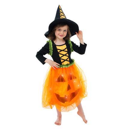 Costume de sorcière citrouille pour enfant avec LED