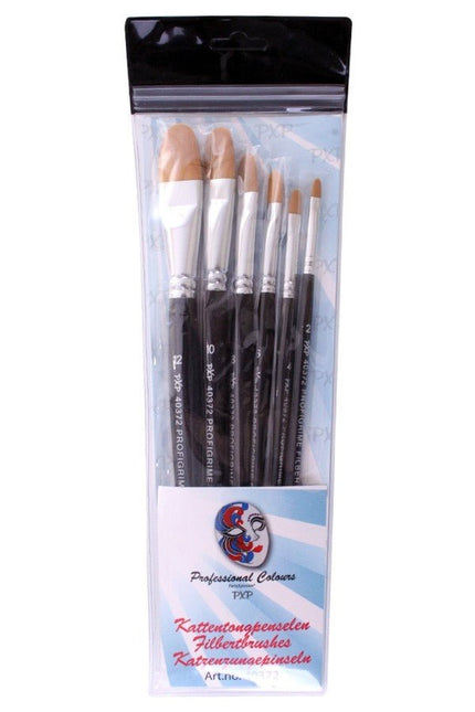 PXP 6 Brushes Filbert Profigrime Synthetic van PXP Professional Colours koop je bij Partywinkel