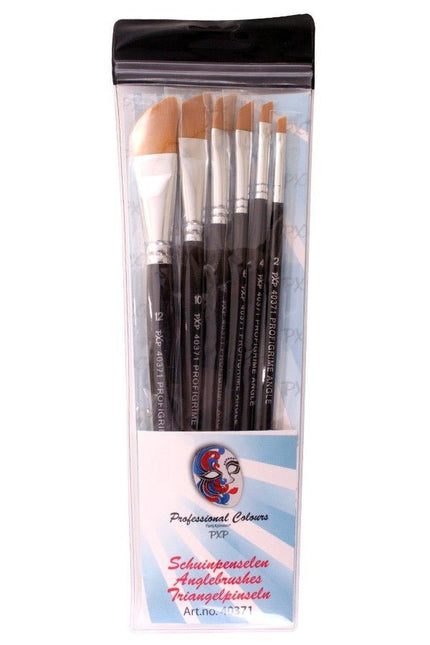 PXP 6 Penselen Angle Profigrime Synthetic van PXP Professional Colours koop je bij Partywinkel