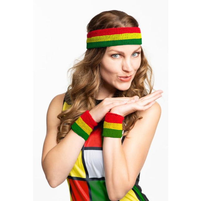 Rasta Zweetbandjes 3 delig van Partychimp koop je bij Partywinkel