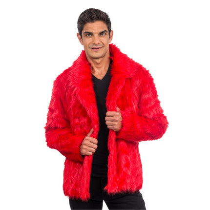 Manteau de fausse fourrure rouge - Unisexe