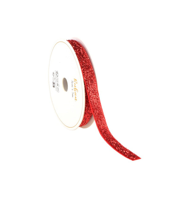 RUBAN ROUGE PAILLETÉ 10 MM X 3 M