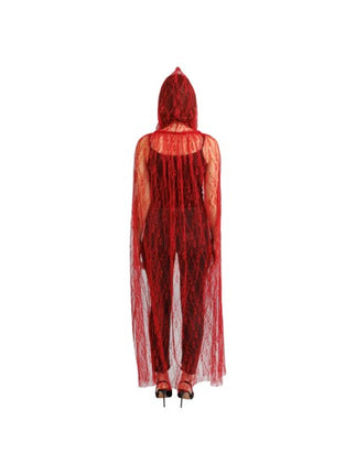 Cape en dentelle rouge à capuche