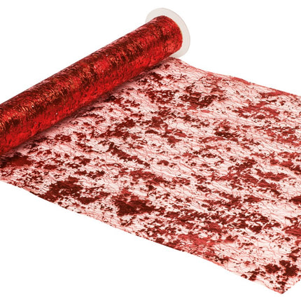 Chemin de table rouge brillant 5m