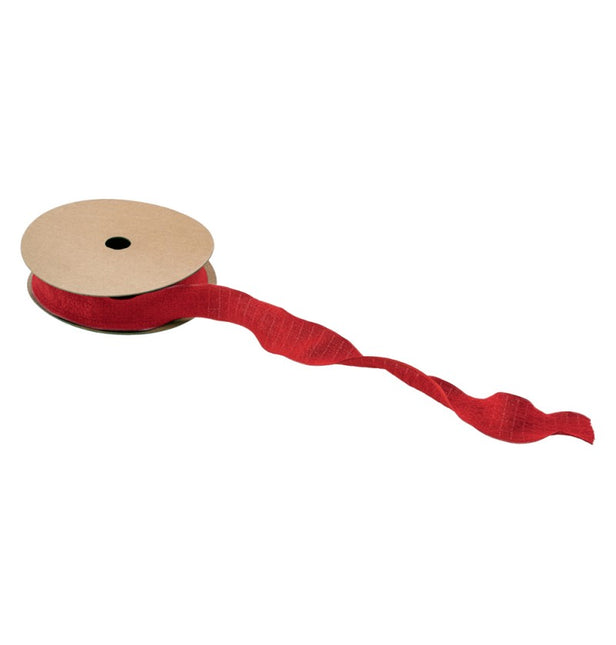 RUBAN ROUGE FROISSÉ 2,5 CM X 10 M