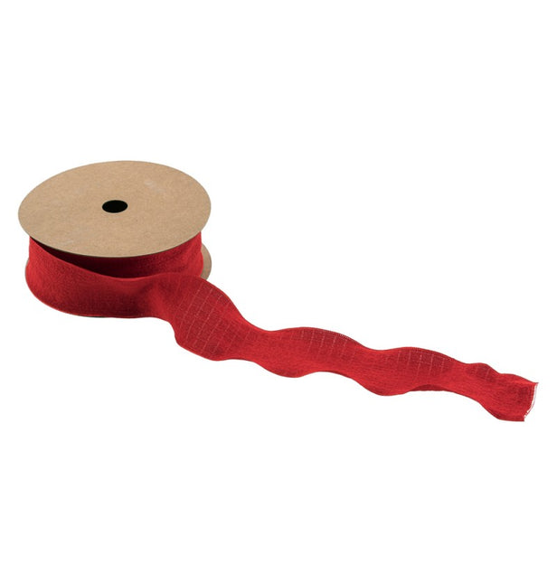 RUBAN ROUGE FROISSÉ 4 CM X 10 M