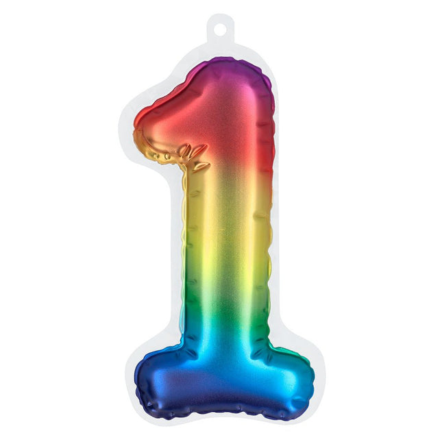 Regenboog 1 Jaar Stickers Folieballon 20cm van Boland koop je bij Partywinkel