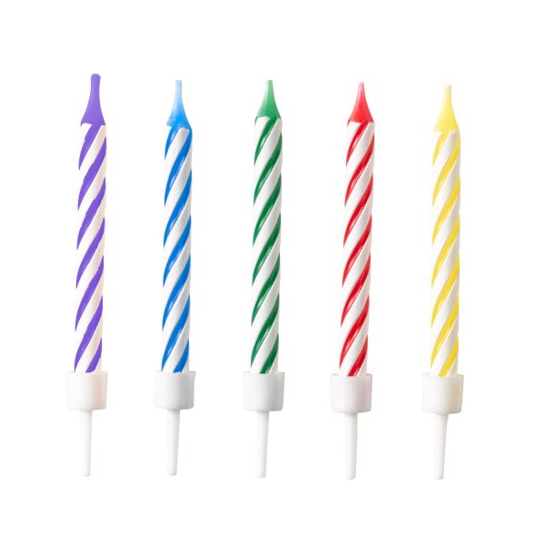 Regenboog Kaarsen Spiraal Bright 7,5cm 10st van Riethmueller koop je bij Partywinkel