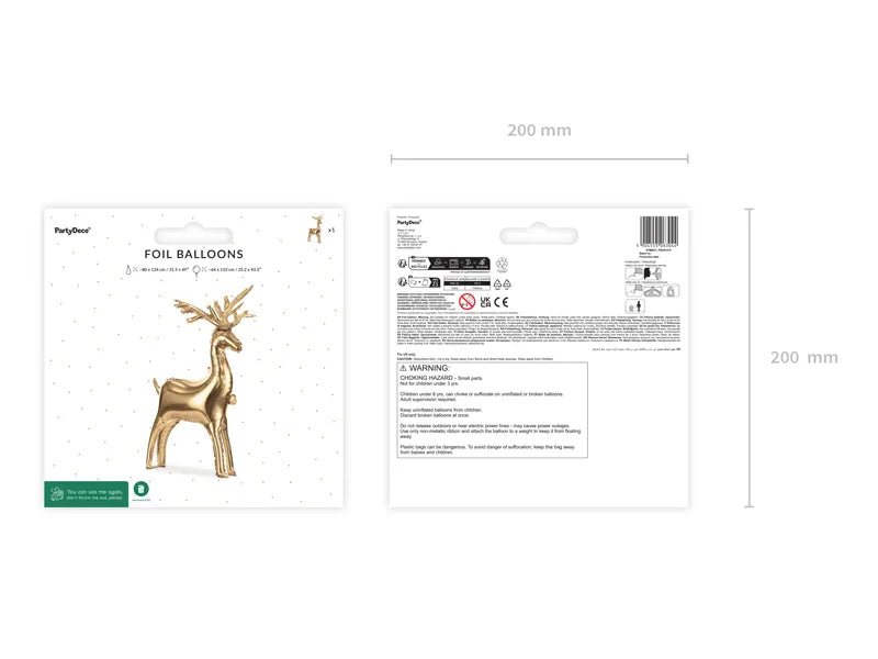 Rendier Ballon Goud 1,24m van Partydeco koop je bij Partywinkel