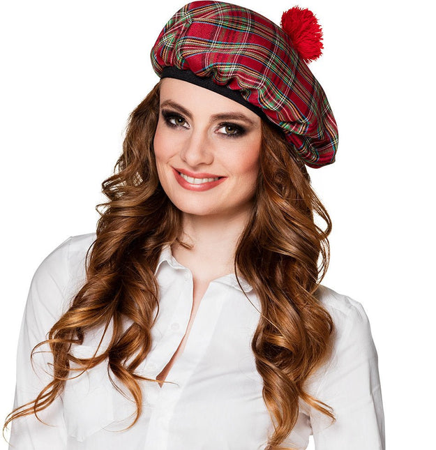 Rode Baret Tartan van Boland koop je bij Partywinkel