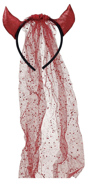 Rode Haarband Duivel Met Sluier van Fiestas Guirca koop je bij Partywinkel