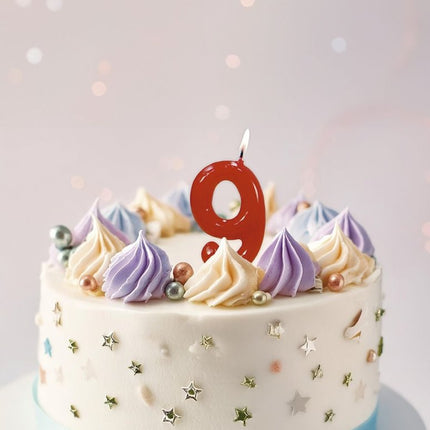 Rode Kaars 9 Jaar 5,5cm van Fiestas Guirca koop je bij Partywinkel