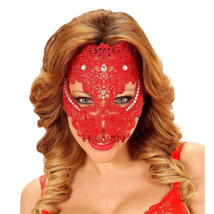 Rode Masker Met Kant van Widmann koop je bij Partywinkel