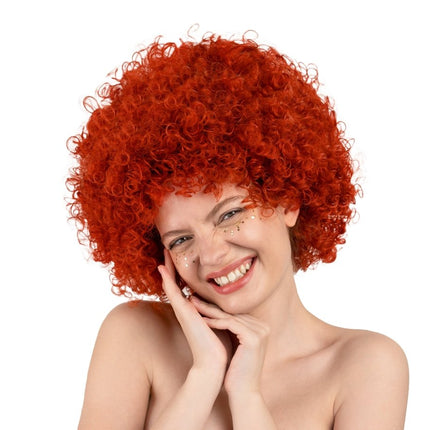 Rode Pruik Afro van Partydeco koop je bij Partywinkel