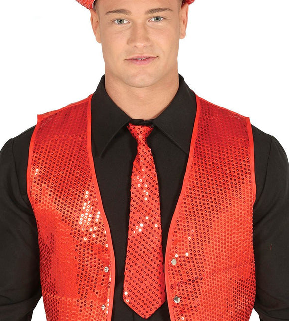 Rode Stropdas Glitter Paillet van Fiestas Guirca koop je bij Partywinkel