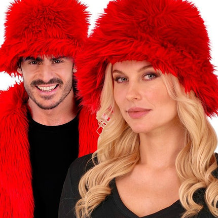 Rood Bucket Hat Pluche van Widmann koop je bij Partywinkel