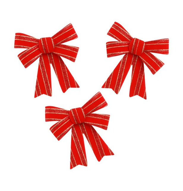 Rood Gouden Strik Strepen 13cm 3st van CHAKS koop je bij Partywinkel