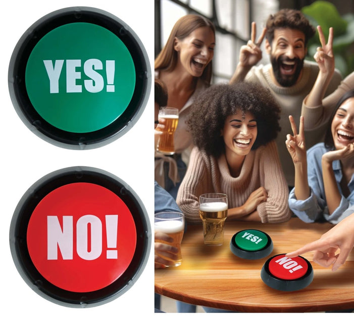 Rood Groene Button Yes! No! 9cm 2st - Partywinkel - 8434077272381