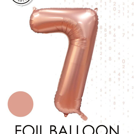Rose Goud Cijfer Ballon 7 Jaar Glans 86cm van WeFiesta koop je bij Partywinkel
