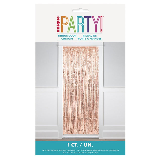 Rose Goud Deurgordijn Metallic 2m van Unique koop je bij Partywinkel