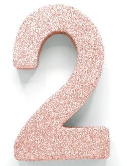 Rose Goud Tafeldecoratie Cijfer 2 Glitter 20,5cm van WeFiesta koop je bij Partywinkel