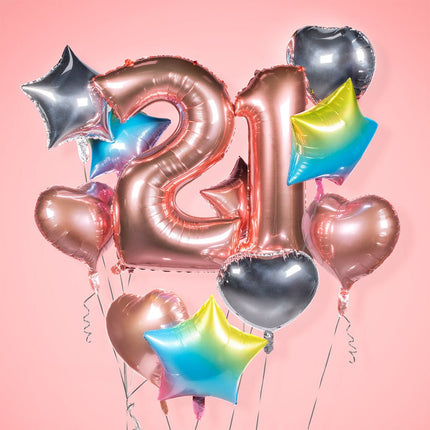 Rose Gouden Cijfer Ballon 1 Jaar 86cm van Boland koop je bij Partywinkel