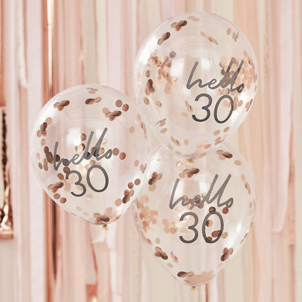 Rose Gouden Confetti Ballonnen 30 Jaar 30cm 5st van Ginger Ray koop je bij Partywinkel