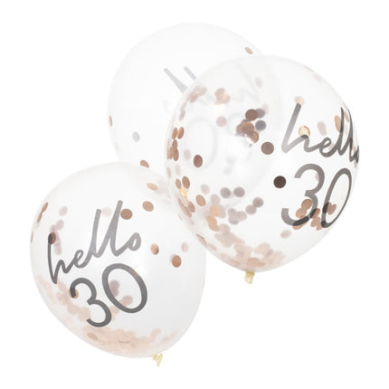 Rose Gouden Confetti Ballonnen 30 Jaar 30cm 5st van Ginger Ray koop je bij Partywinkel