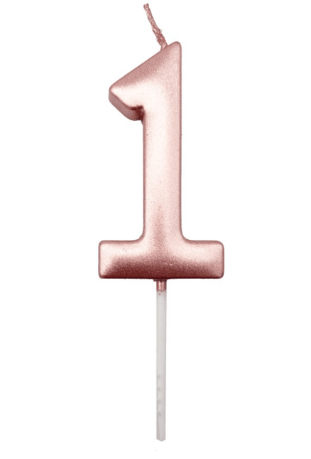Roségouden Cijferkaars 1 van Unique koop je bij Partywinkel