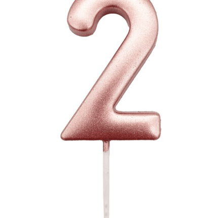 Roségouden Cijferkaars 2 van Unique koop je bij Partywinkel