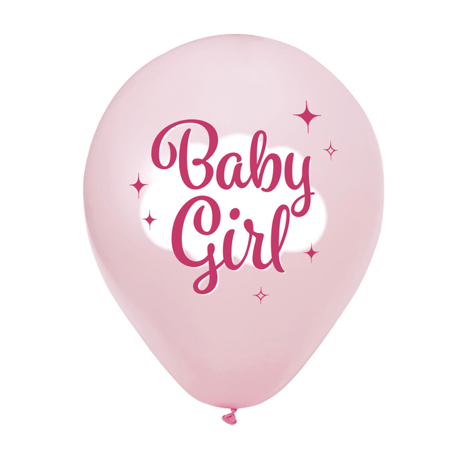 Roze Ballonnen Baby Girl 30cm 8st van WeFiesta koop je bij Partywinkel