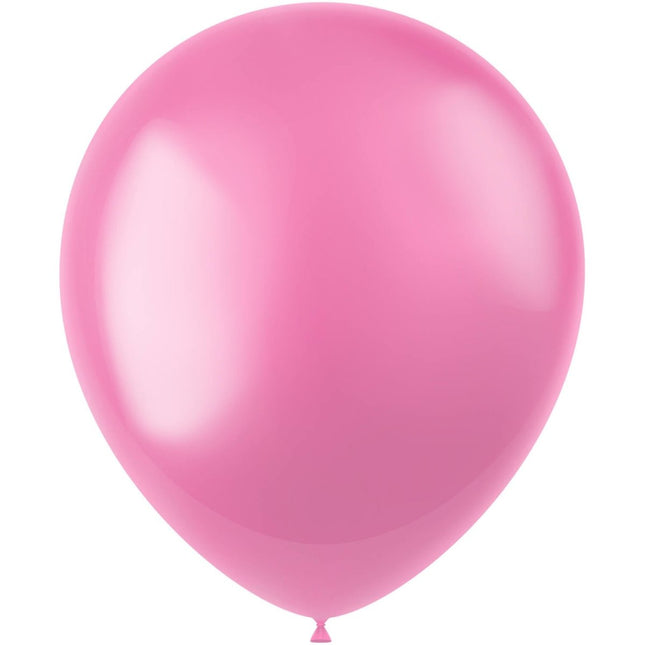 Roze Ballonnen Metallic Bubblegum Pink 33cm 50st van Folat koop je bij Partywinkel