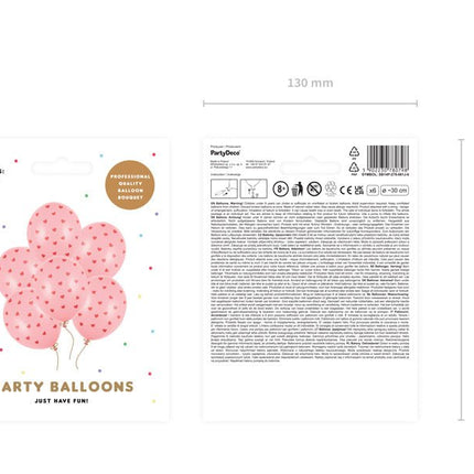 Roze Ballonnen Rode Hartjes 30cm 6st van Partydeco koop je bij Partywinkel