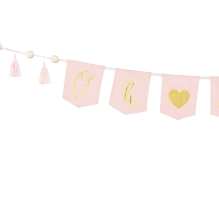 Roze Banner Oh Baby 2,5m van Partydeco koop je bij Partywinkel