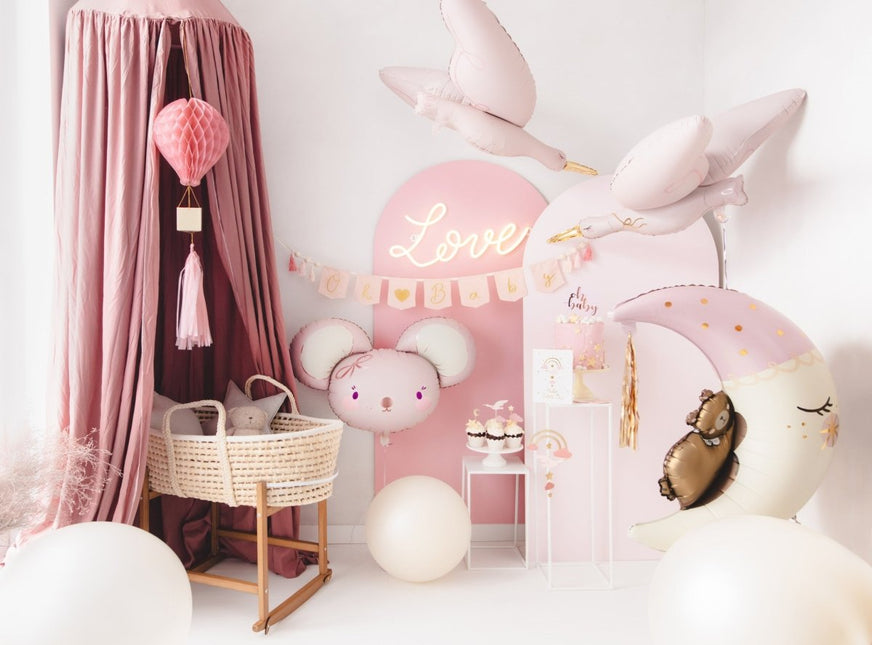 Roze Banner Oh Baby 2,5m van Partydeco koop je bij Partywinkel