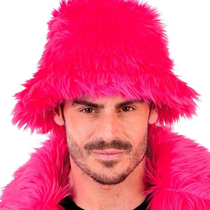 Roze Bucket Hat Pluche van Widmann koop je bij Partywinkel