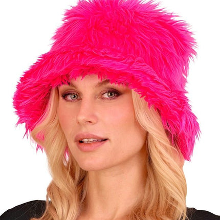 Roze Bucket Hat Pluche van Widmann koop je bij Partywinkel