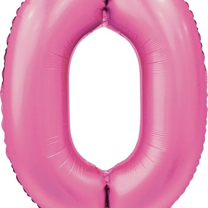 Roze Cijfer Ballon 0 Jaar Glans 86cm van WeFiesta koop je bij Partywinkel