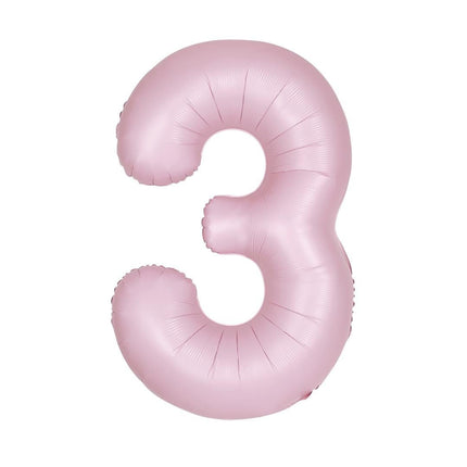 Roze Cijfer Ballon 3 Jaar Matte 86cm van Unique koop je bij Partywinkel