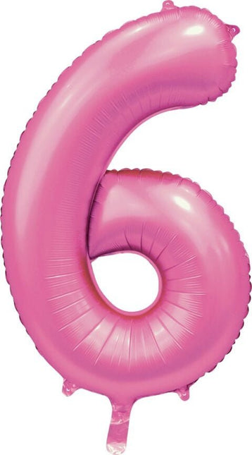 Roze Cijfer Ballon 6 Jaar Glans 86cm van WeFiesta koop je bij Partywinkel
