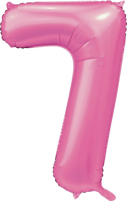 Roze Cijfer Ballon 7 Jaar Glans 86cm van WeFiesta koop je bij Partywinkel