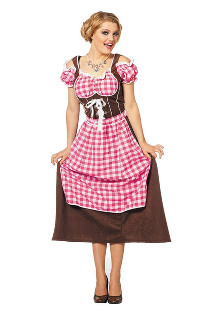 Roze Dirndl Jurk Oktoberfest Dames Lang van Wilbers & Wilbers koop je bij Partywinkel