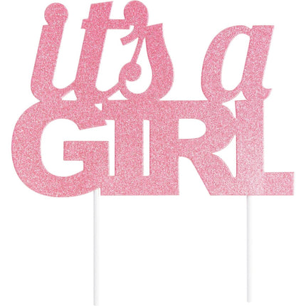 Roze Geboorte Taarttopper It'S A Girl van Creative Converting koop je bij Partywinkel