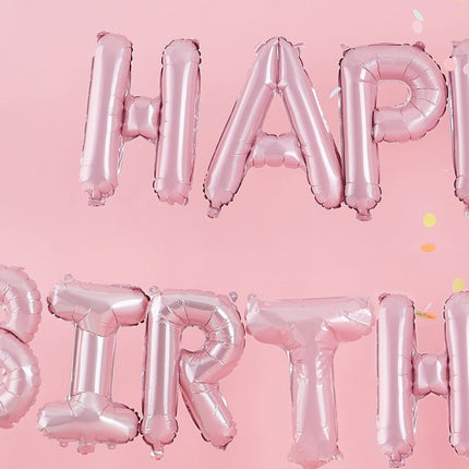 Roze Happy Birthday Ballonnen Set 35cm van Ginger Ray koop je bij Partywinkel