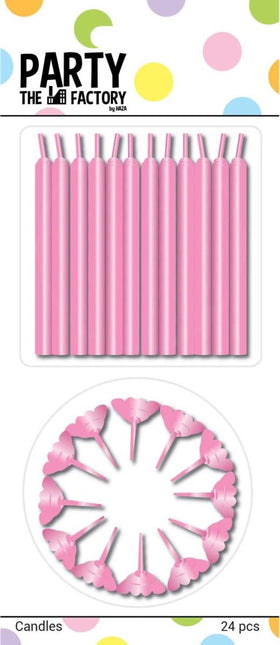 Roze Kaarsjes Houders 6cm 24st van Haza Witbaard koop je bij Partywinkel